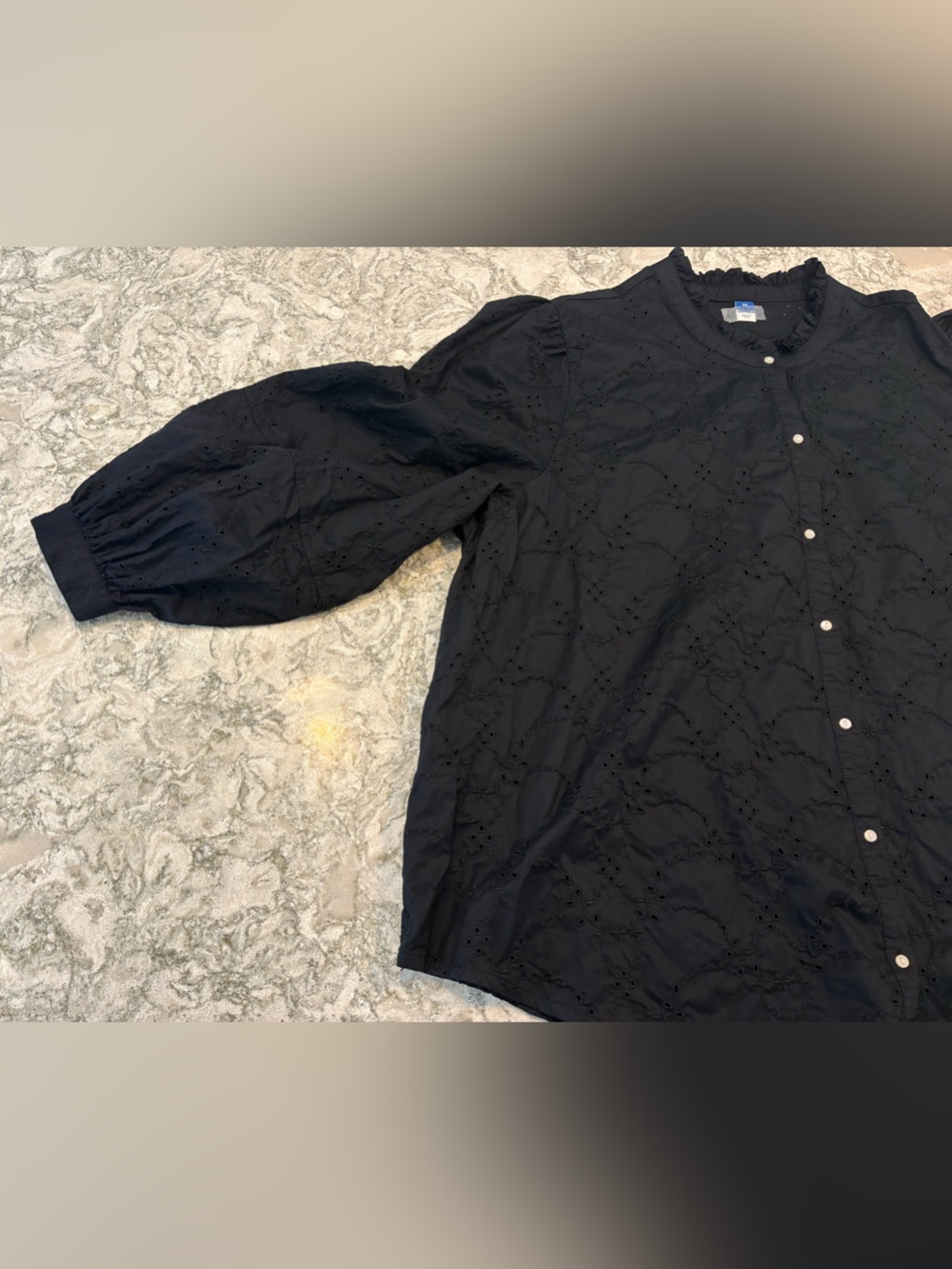Old Navy Ruffle-Neck Eyelet Cutwork Shirt - Picture 6 of 10